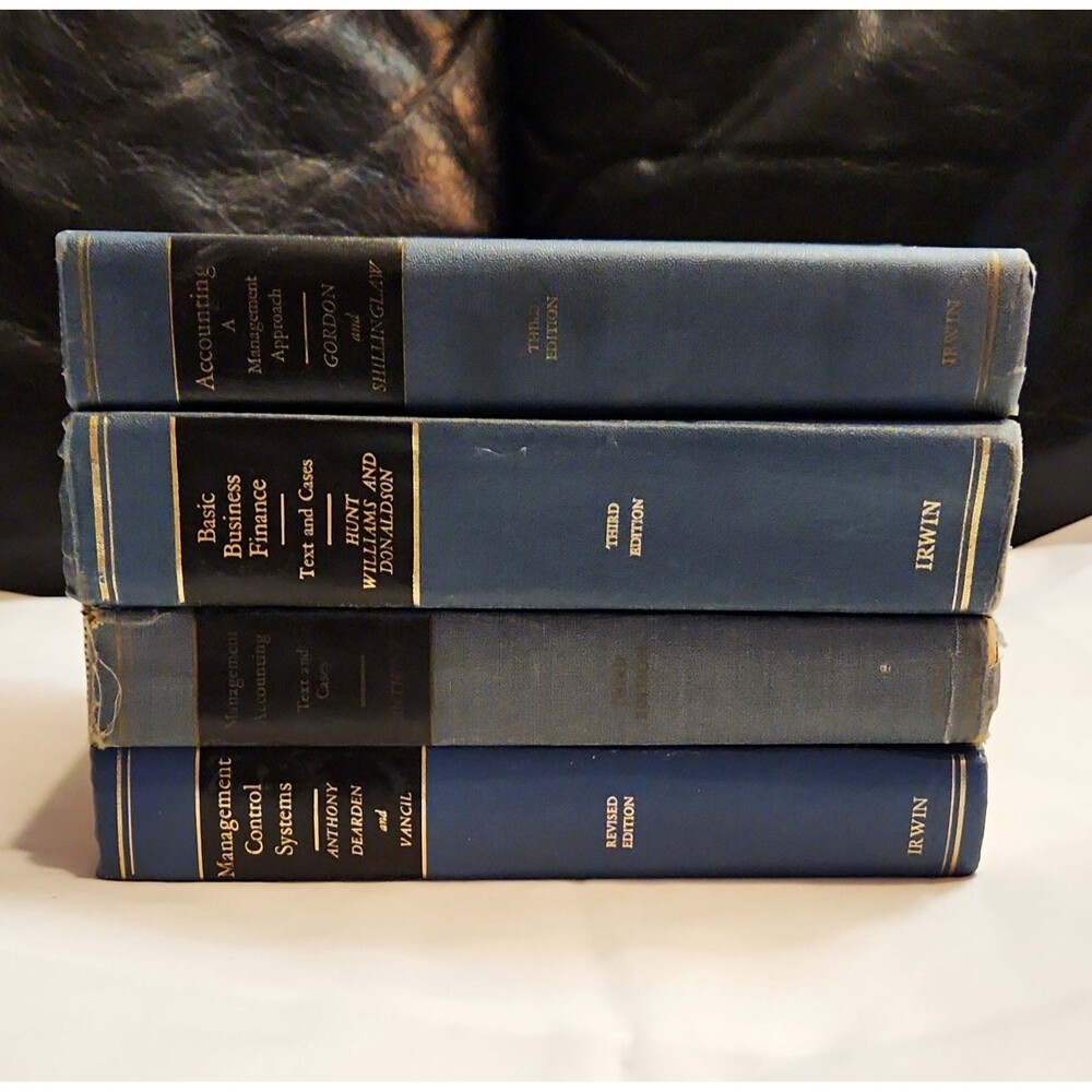 Lot of 4 Vintage 1960s 70s Business Finance Hardcover Books Matching Blue Decor